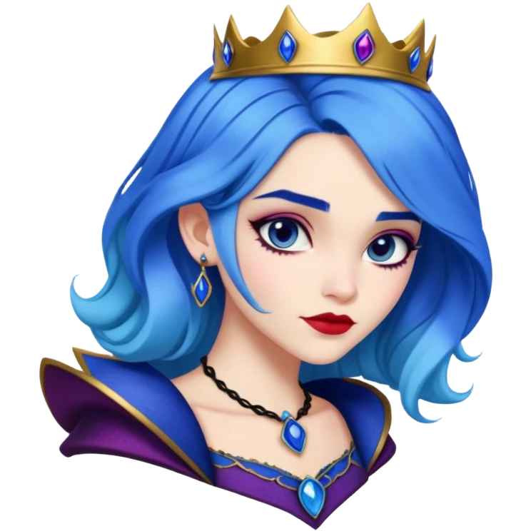 Evie from Descendants, blue hair, fashion-forward outfit, daughter of the Evil Queen emoji