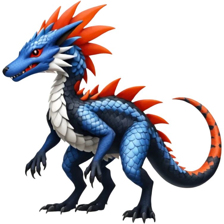 Sergal-Silvally-Lizardris-Salandit-Nargacuga-fusion-hybrid-animal-creature, full body  emoji