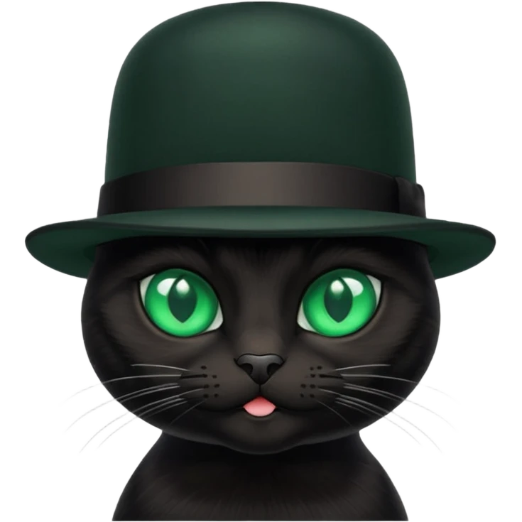 animal : chat noir avec chapeau melon emoji