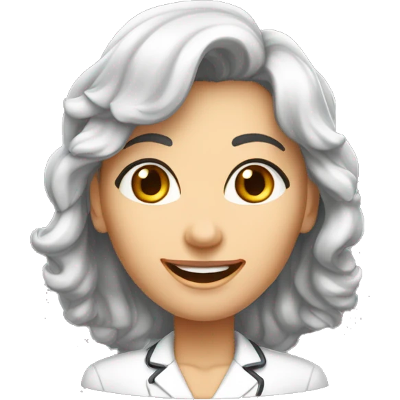Mulher, branca, magra, cabelo liso médio castanho escuro,dentes bonitos, professora, cientista emoji