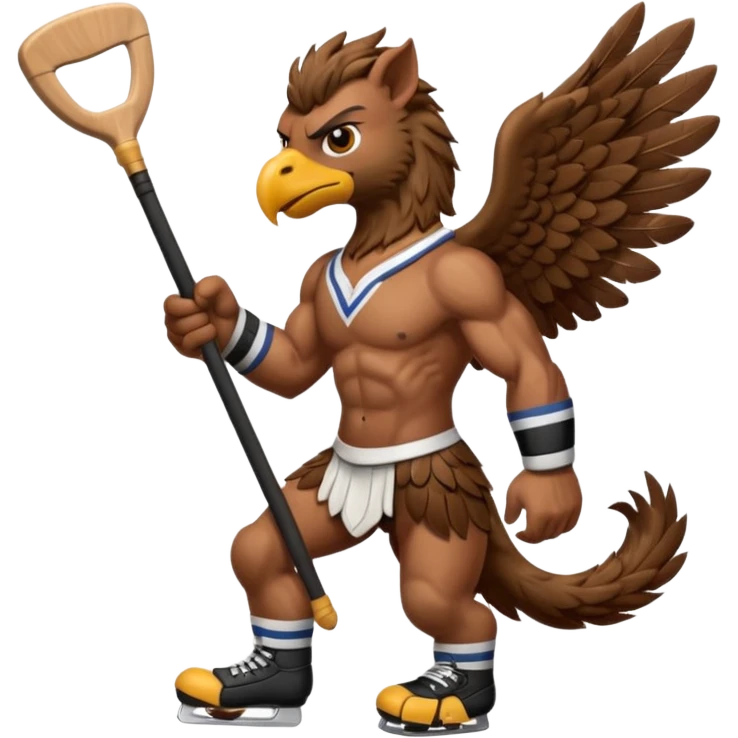 a griffin with a hockey stick emoji