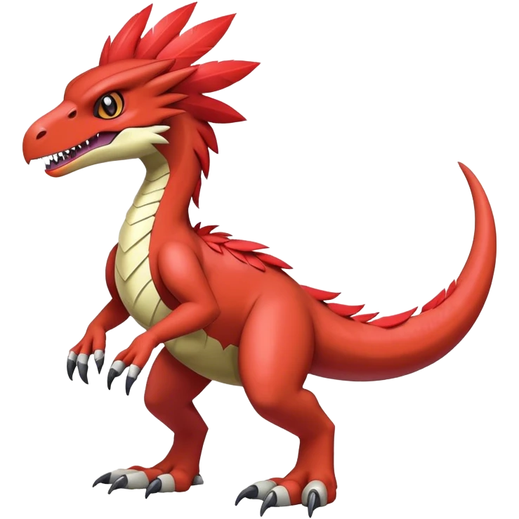 Furry feather-mane Cool shiny Digimon-Fakemon-Guilmon-Velociraptor full body   emoji