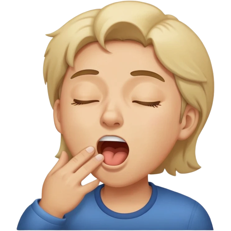 A front face with closed eyes yawning eyebrows and younger stick out with mouth closed emoji
