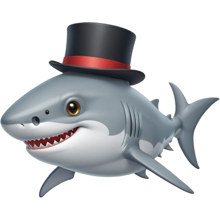 smiling shark with a monocle and top hat emoji