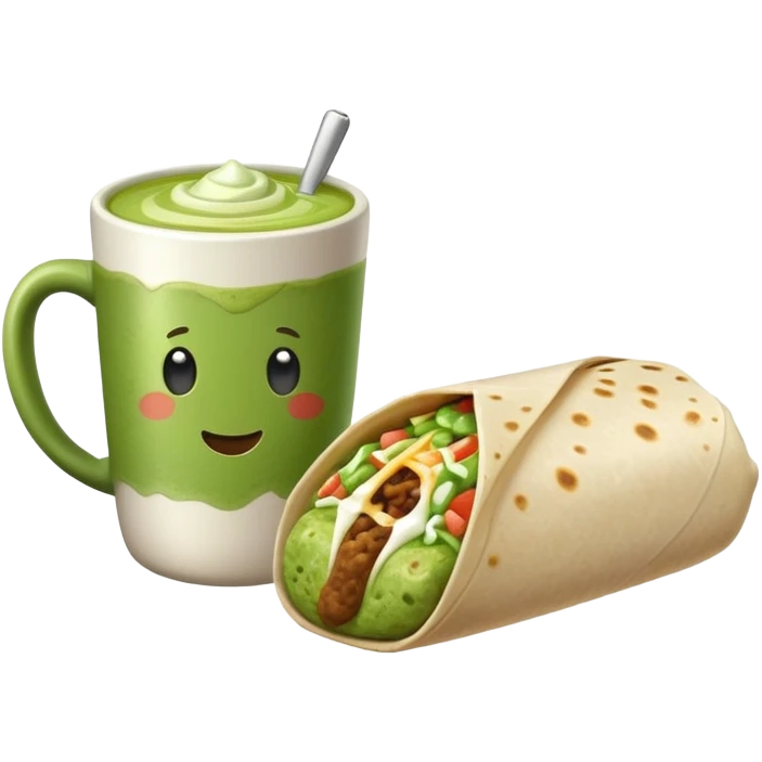 A matcha tea with a borito emoji