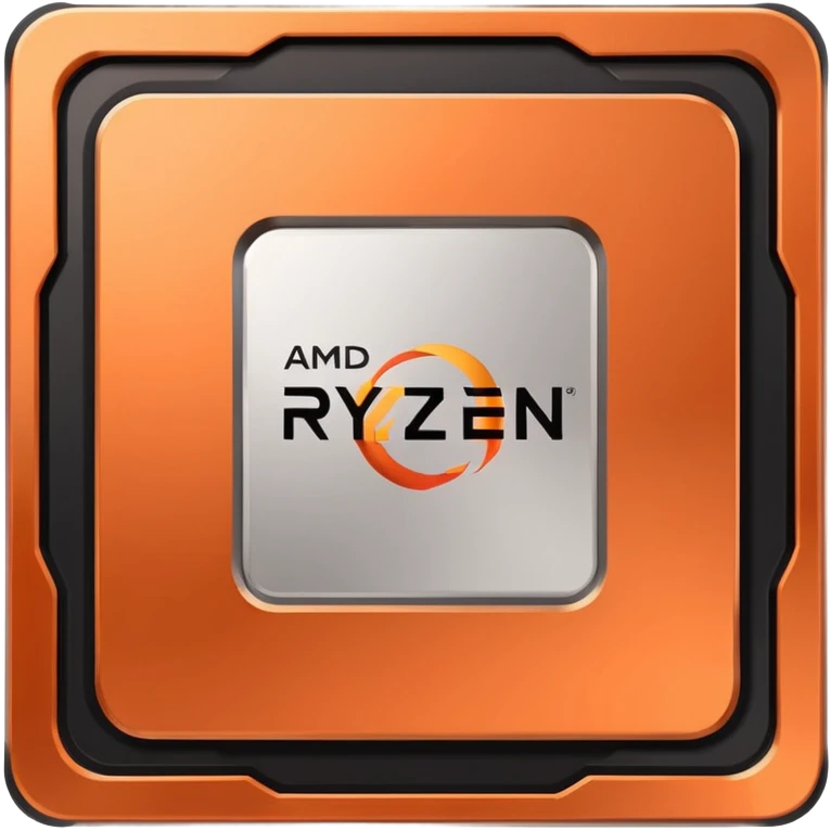 square processor with orange and black accents, AMD Ryzen 7000 CPU emoji