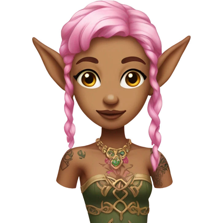 tan elf girl pink hair with tattoos emoji