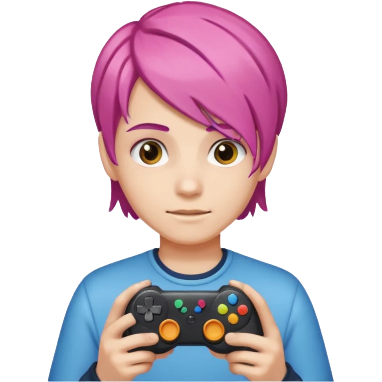 colored hair gamer game pad controller emoji