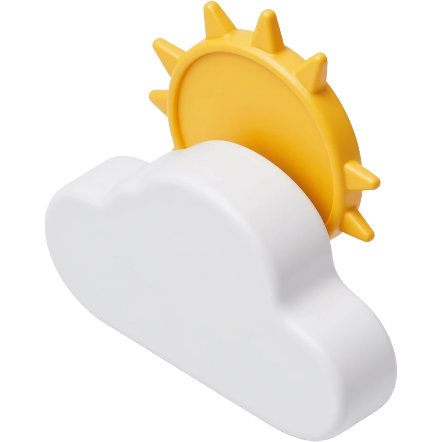 Icon generated from uploaded image: A cloud and sun symbol. The cloud is rounded, and the sun features a shape with short rays.

 emoji