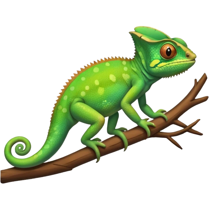 cute chameleon sitting on a branch emoji