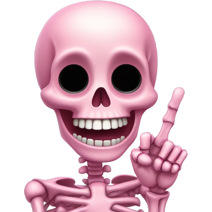 Cute pink skeleton giving the middle finger emoji