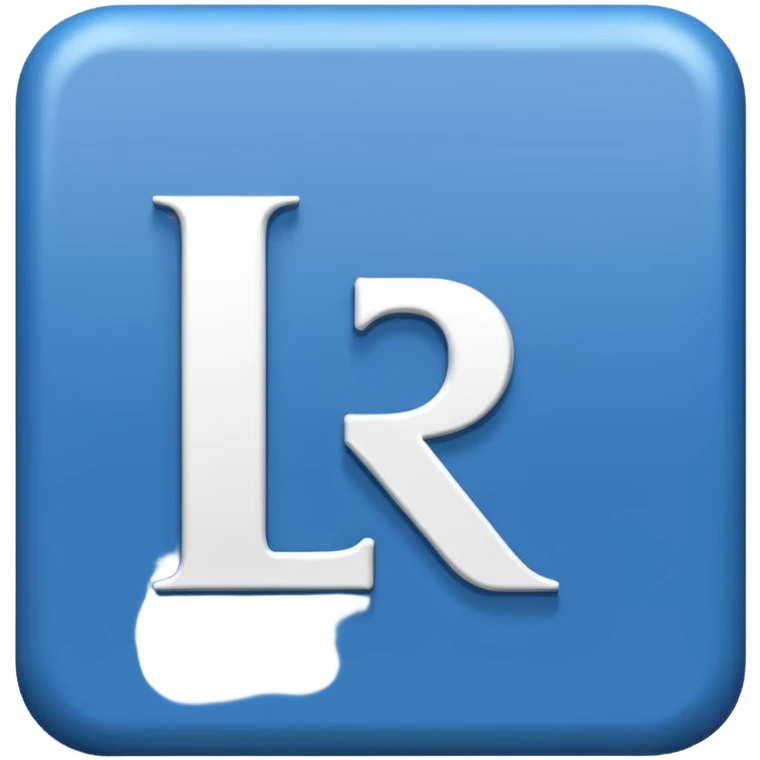 The letters LR in a blue box 2D emoji