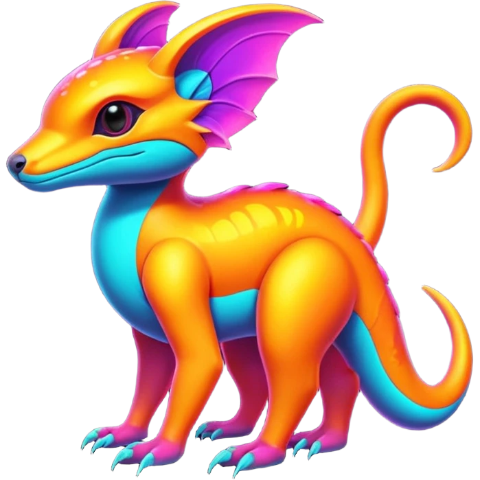 Exotic futuristic lush warm-colored neon Fakémon-creature emoji