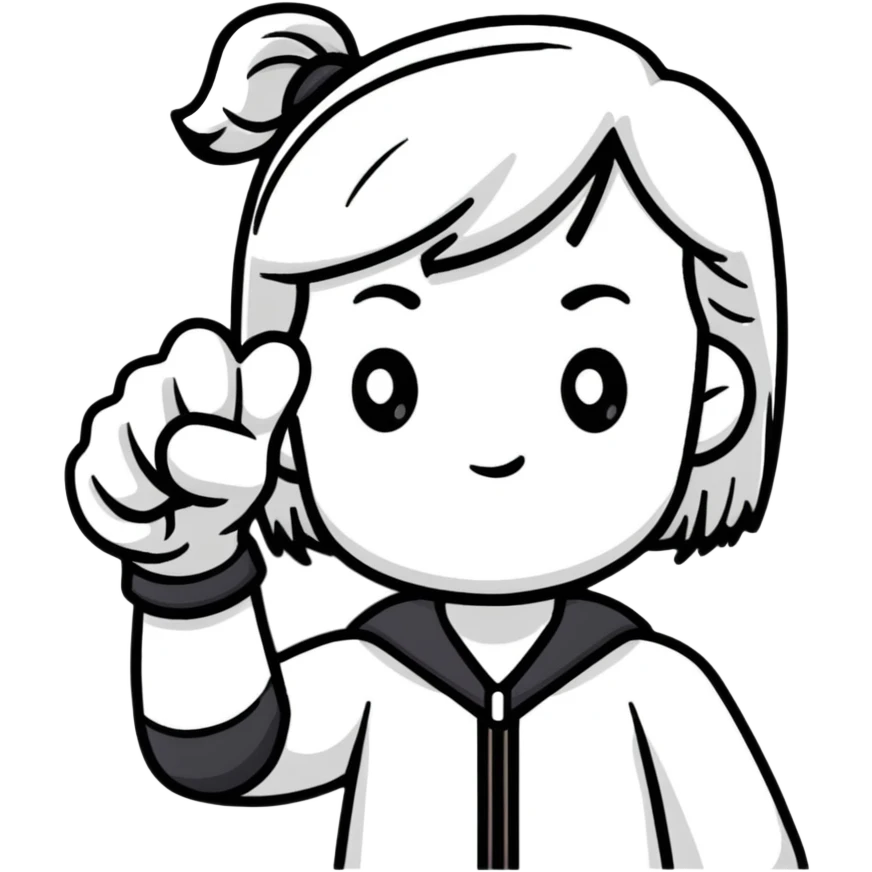 cartoon sticker of a girl showing thumbs down emoji
