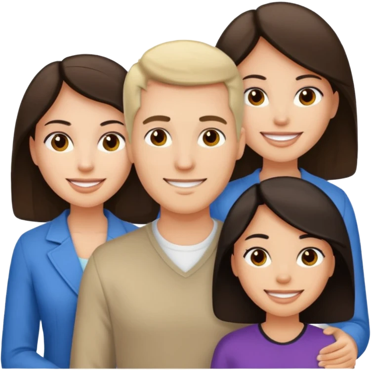 White brunette, American man with two women both are African one is light skin black and one is medium tone black emoji