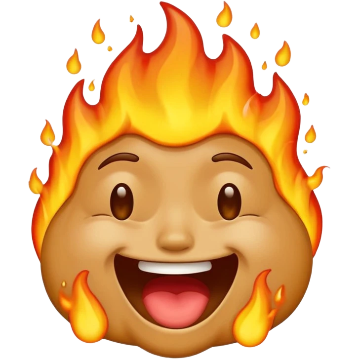 Generate an emoji that is on fire, laughing, crying, and melting at the same time with a sad mouth. Make the emoji sad. emoji