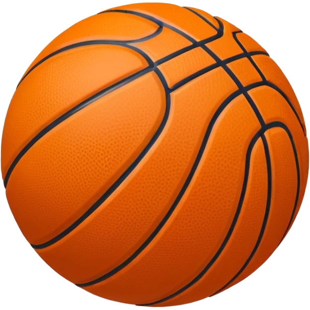 basketball ball object icon, glossy texture, clean seams, 3D cartoon, mobile game icon style, centered, soft shadow, clean background, no text, no watermark emoji