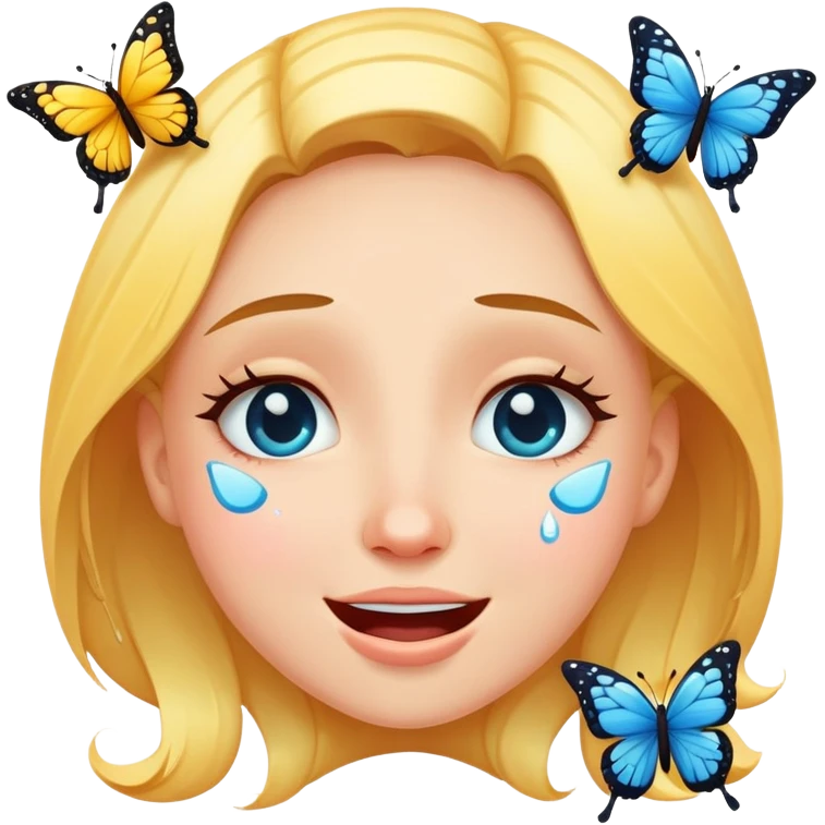 Happy tears face with butterflies  emoji