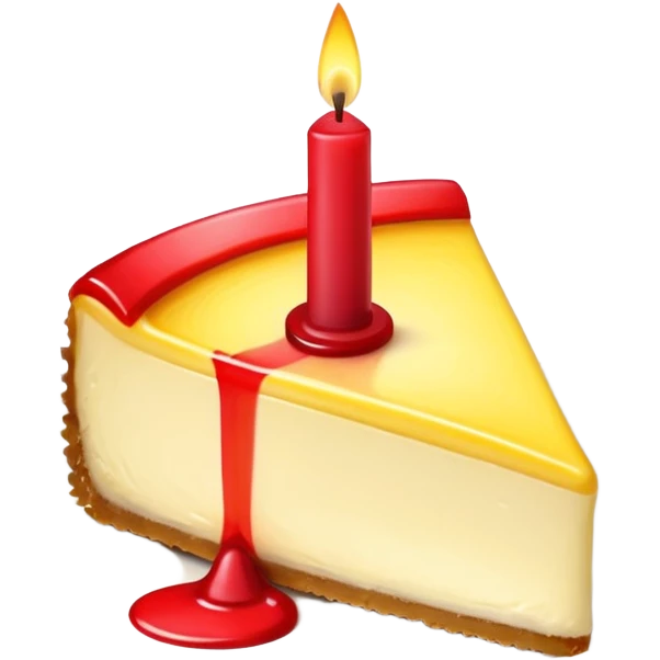 triangle lemon cheesecake on plate and red birthday candle emoji