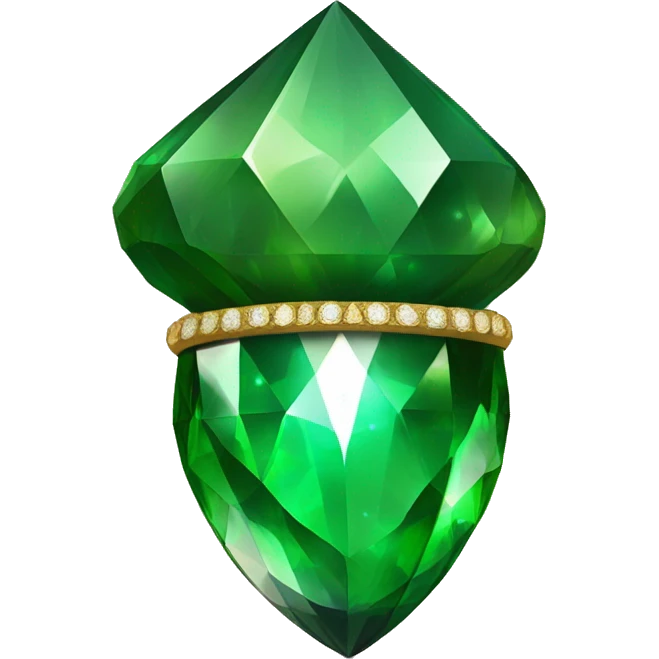 sparkling emerald Acorn like diamond with stem made of gold emoji