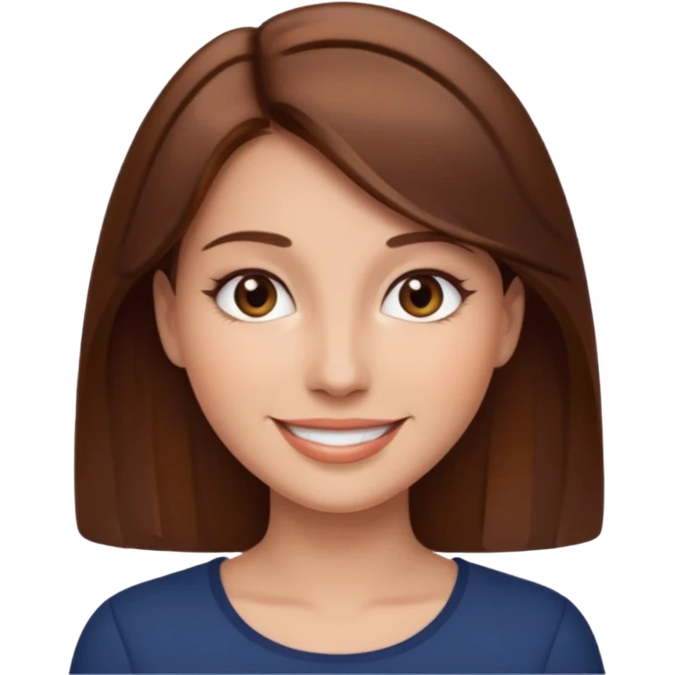 femme cheveux lisses bruns qui souris emoji