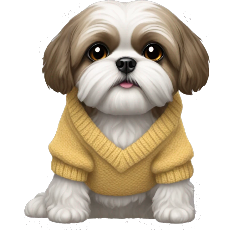Shihtzu cross shnauzer with sweater emoji