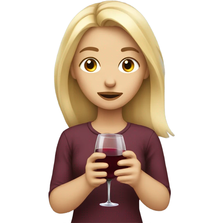 Blonde girl who is crying and holding a glass of wine  emoji