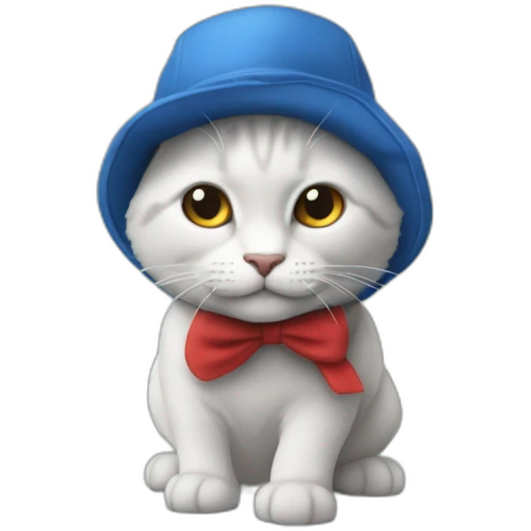 gato-azul-tres-patas-dos-colas-gorro-frigio-rojo emoji