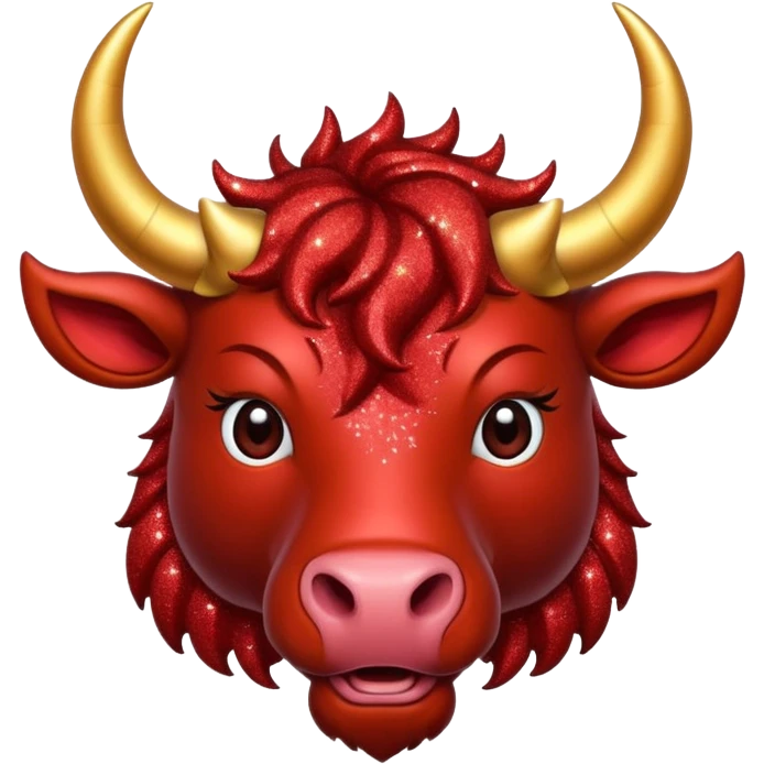 red glitter horned ox emoji