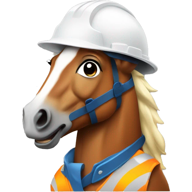horse wearing a construction helmet emoji