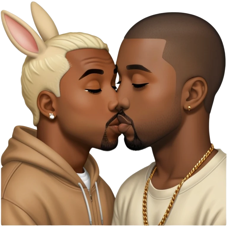 Playboy Carti kissing Kanye emoji