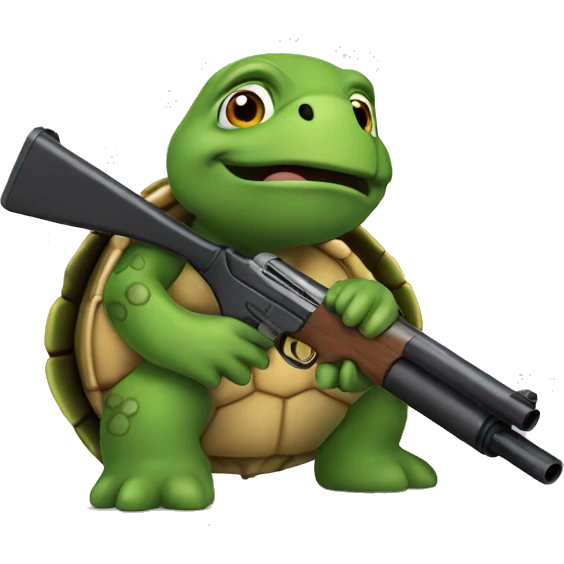 Turtle with shotgun emoji