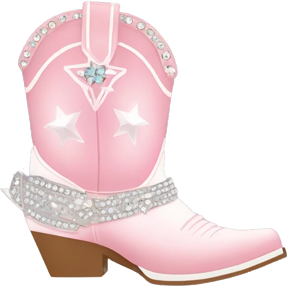Light pink and white lined cowgirl boot with gems emoji