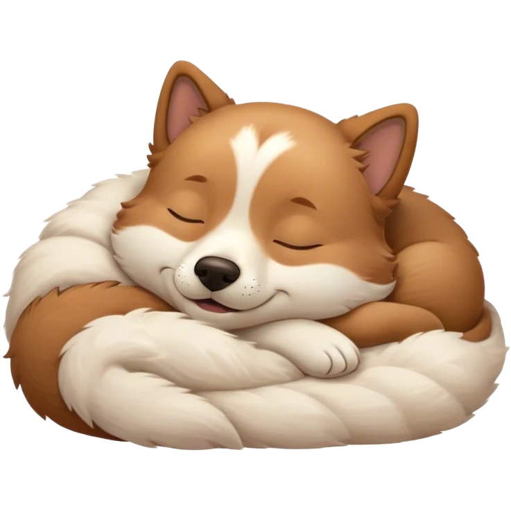 Meme-Worthy Cute Sleeping Domestic Dog Portrait Emoji, Head resting peacefully with a contented smile, showcasing a delightfully cuddly build and a luxuriously soft coat, eyes gently closed in serene, restful slumber, Simplified yet hilariously adorable features, highly detailed, glowing with a soft, drowsy light, high shine, relaxed and utterly lovable, stylized with an air of playful laziness, soft glowing outline, capturing the essence of a sleeping dog that feels destined to become the next viral sensation of adorable rest! emoji