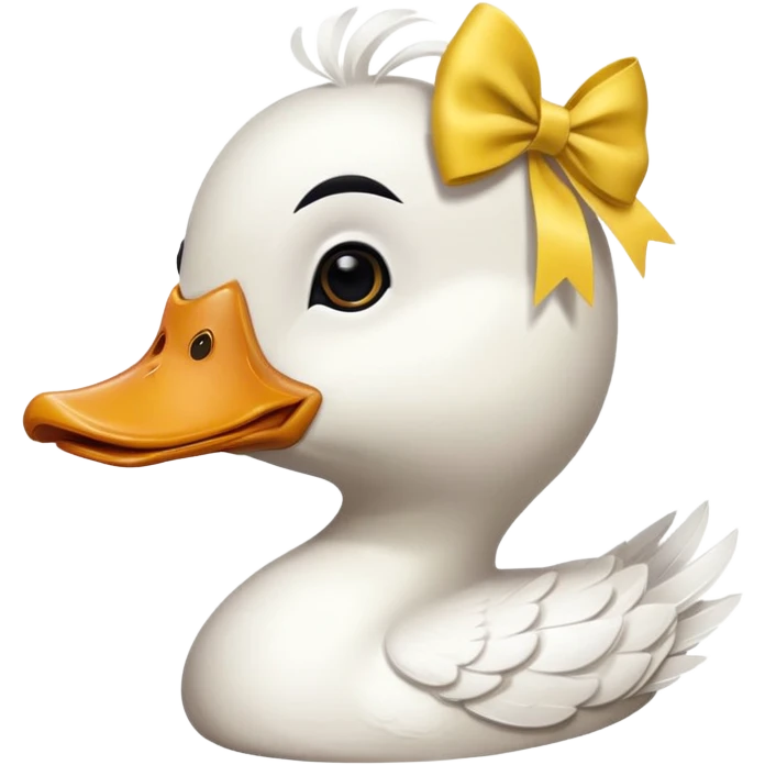 A duck with a yellow bow on its head emoji