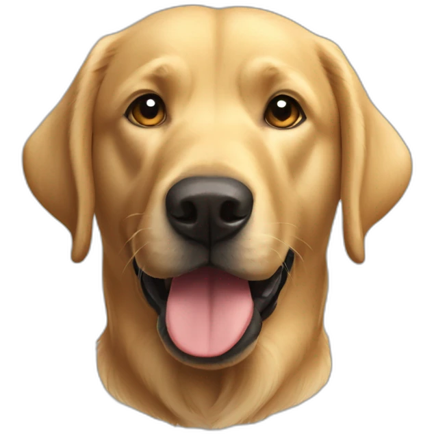 A black labrador with a golden retriever emoji