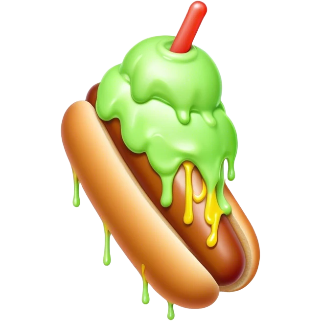 Melting neon ice cream hot dog  emoji