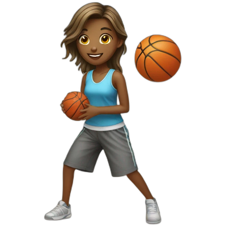 girl play basketball on beach emoji