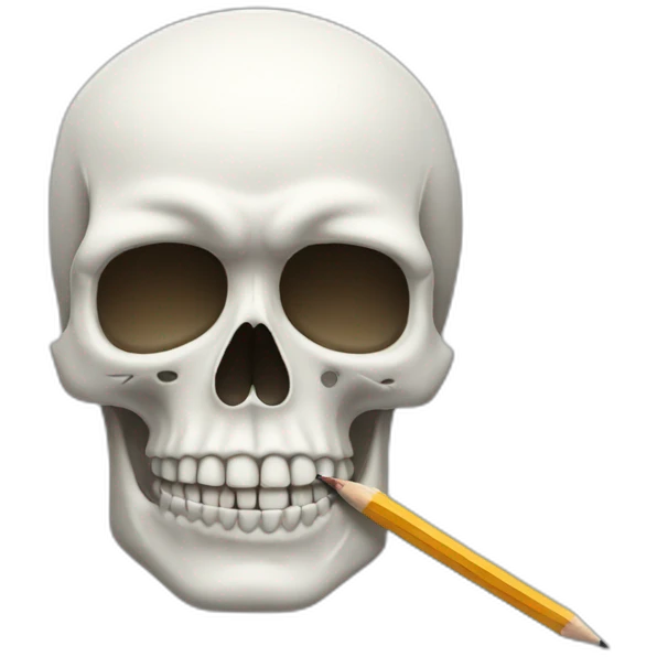 white skull with pencil moustache emoji