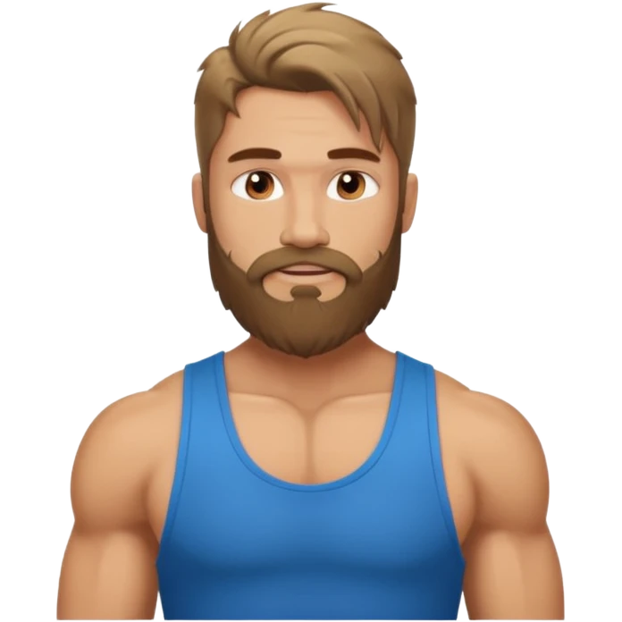 Long hair fat muscle men with beard in tank top emoji