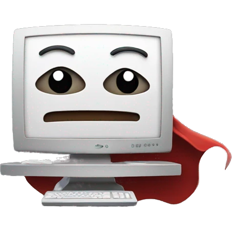 computer wearing a superhero cape emoji