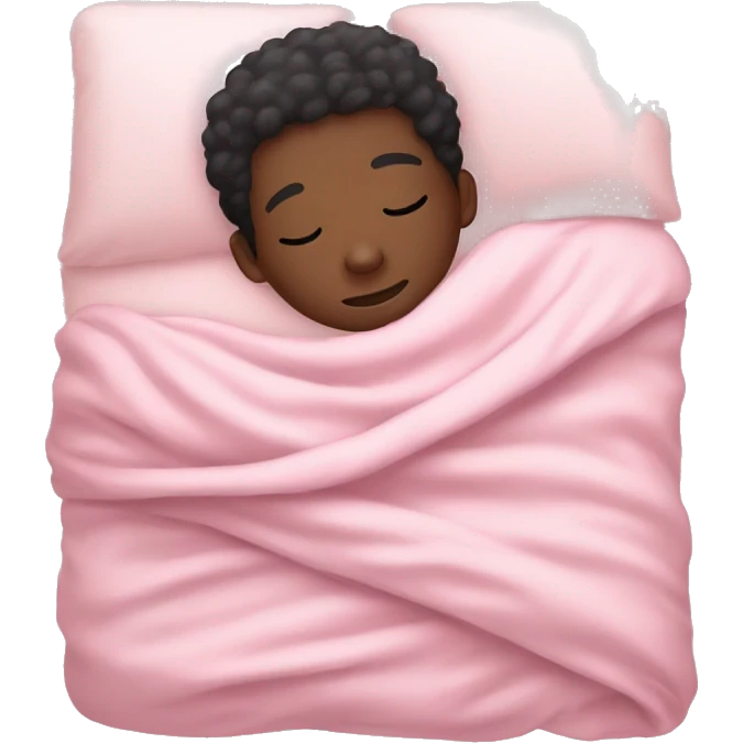 Black boy sleeping with pastel pink blanket emoji