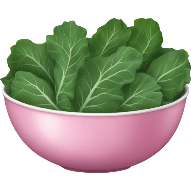 large pink bowl of collard greens emoji