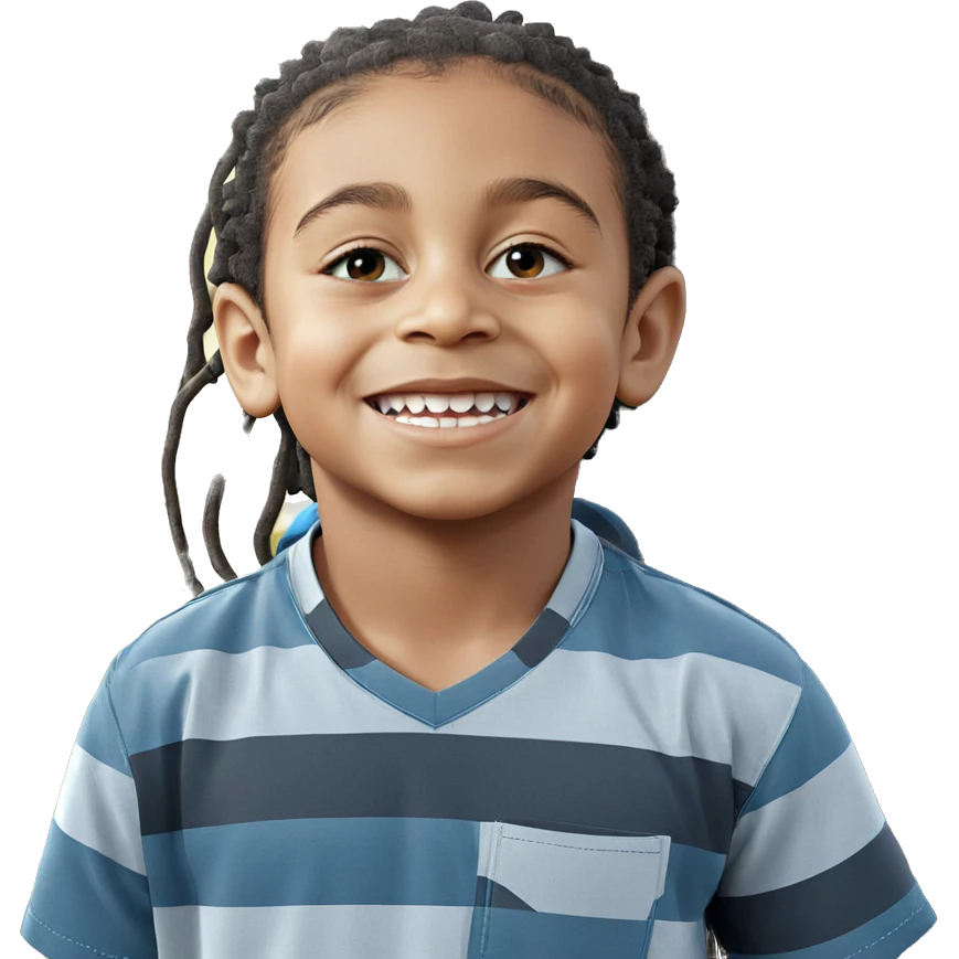 smiling boy under tree emoji