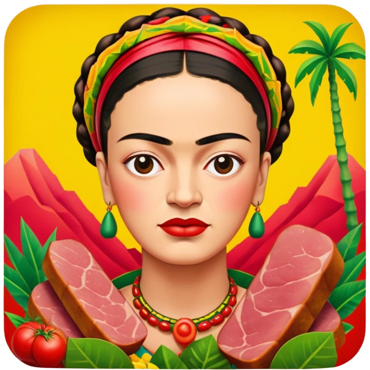 frida khalo style spam meat tropical art landscape  emoji