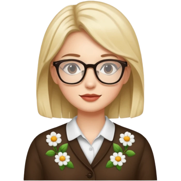 une belle personne avec beaucoup de details, des lunettes  emoji