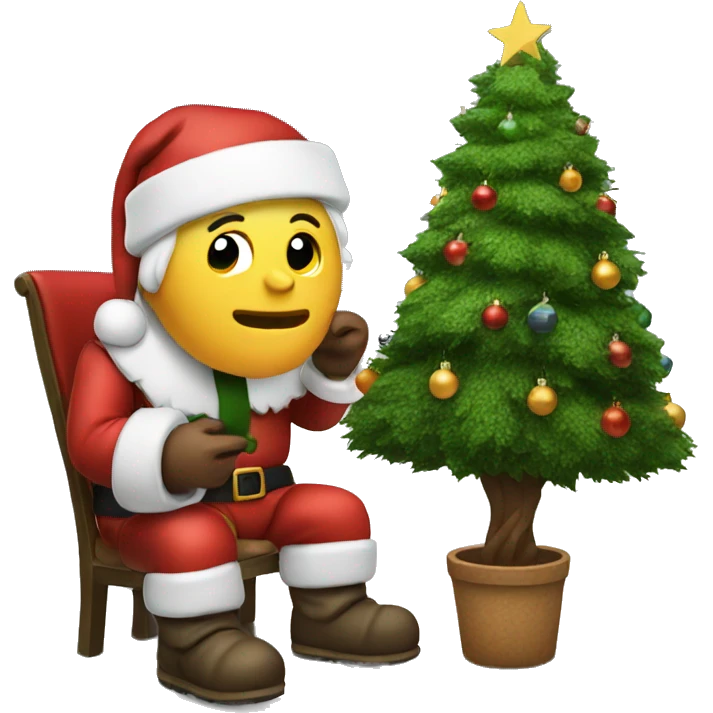 santa eating a christmas tree emoji