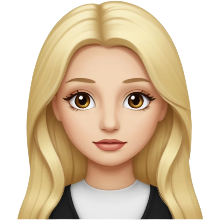 A blonde woman, long hair and long eye lashes, makeup emoji
