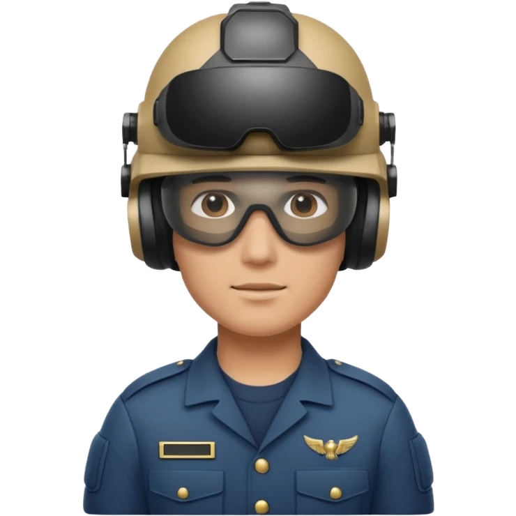 A military man wearing a VR helmet emoji