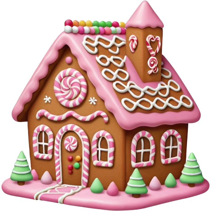 Gingerbread house pink emoji
